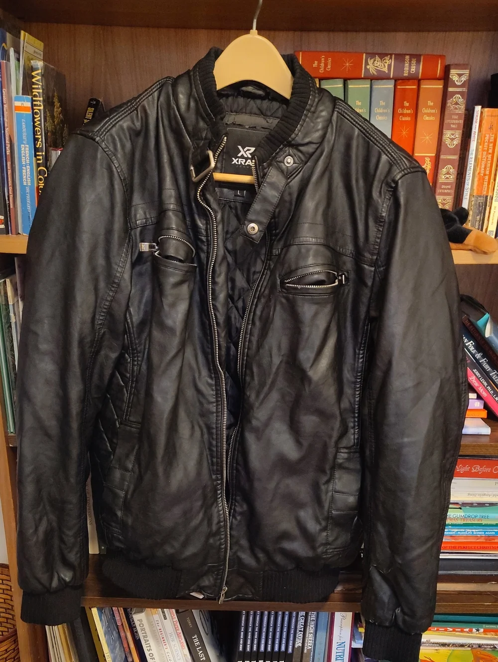 Black Men's Quilted Faux Leather Jacket